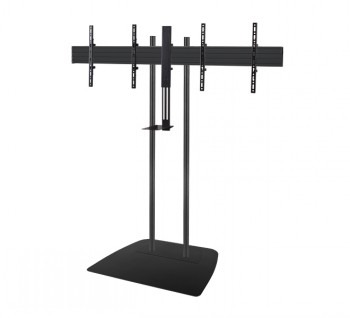 B-TECH AV SYSTEM X - UNIVERSAL TWIN SCREEN VC FLOOR STAND WITH WEBCAM SHELF (VESA 400) - 1.6M Ø50MM POLES