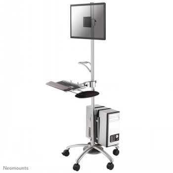 NEOMOUNTS MOBILE WORKPLACE FLOOR STAND (MONITOR, KEYBOARD/MOUSE & PC) 1 SCREEN SILVER