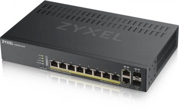 ZYXEL GS1920-8HPV2, 10 PORT SMART MANAGED SWITCH 8X GIGABIT COPPER AND 2X GIGABIT DUAL PERS., HYBRID MODE, STANDALONE OR NEBULAFLEX CLOUD, 130 WATT POE, FANLESS (5Y WARRANTY)