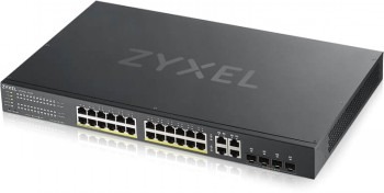 ZYXEL GS1920-24HPV2, 28 PORT SMART MANAGED POE SWITCH 24X GIGABIT COPPER POE AND 4X GIGABIT DUAL PERS., HYBRID MODE, STANDALONE OR NEBULAFLEX CLOUD, 375 WATT POE (5Y WARRANTY)