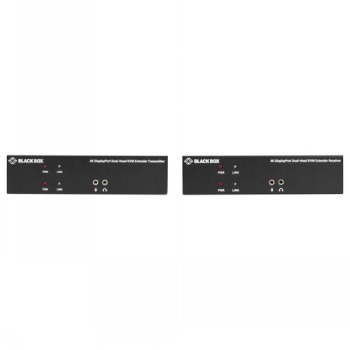 BLACK BOX KVX SERIES KVM EXTENDER OVER FIBER - 4K, DUAL-HEAD, DISPLAYPORT, USB 2.0 HUB, SERIAL, SFP, AUDIO, LOCAL VIDEO (TX+RX LFP412 BUNDLE)