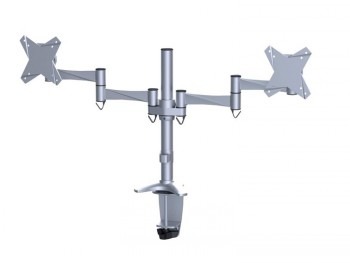 NEOMOUNTS FLAT SCREEN DESK MOUNT (CLAMP/GROMMET) 2 SCREENS SILVER
