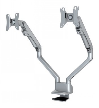 NEOMOUNTS FLAT SCREEN DESK MOUNT (CLAMP/GROMMET) 2 SCREENS SILVER