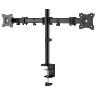 NEOMOUNTS FLAT SCREEN DESK MOUNT (10-27") DESK CLAMP/GROMMET 2 SCREENS BLACK