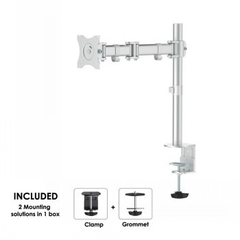 NEOMOUNTS FLAT SCREEN DESK MOUNT (10-30") DESK CLAMP/GROMMET 1 SCREEN SILVER