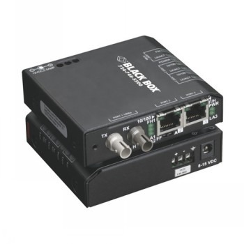 BLACK BOX LBH100 SERIES FAST ETHERNET (100-MBPS) EXTREME TEMPERATURE SWITCH - (2) 10/100-MBPS COPPER RJ45, (1) 100-MBPS MULTIMODE FIBER, 850NM, 2KM, ST, 220V AC-POWER
