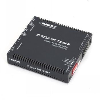 BLACK BOX MULTIPOWER MINIATURE GIGABIT ETHERNET (1000-MBPS) INDUSTRIAL MEDIA CONVERTER - (2) 10/100/1000-MBPS COPPER TO (2) 100/1000-MBPS FIBER SFP, HARDENED TEMPERATURE