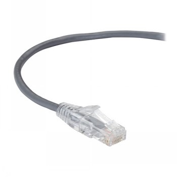 BLACK BOX SLIM-NET CAT6A 500-MHZ STRANDED ETHERNET PATCH CABLE - UNSHIELDED (UTP), CM PVC, SNAGLESS BOOT, GRAY, 2-FT. (0.6-M)