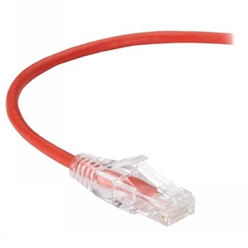 BLACK BOX SLIM-NET CAT6A 500-MHZ STRANDED ETHERNET PATCH CABLE - UNSHIELDED (UTP), CM PVC, SNAGLESS BOOT, RED, 2-FT. (0.6-M)
