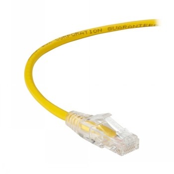 BLACK BOX SLIM-NET CAT6A 500-MHZ STRANDED ETHERNET PATCH CABLE - UNSHIELDED (UTP), CM PVC, SNAGLESS BOOT, YELLOW, 2-FT. (0.6-M)