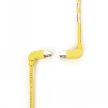 BLACK BOX SPACEGAIN CAT6 250-MHZ STRANDED ETHERNET PATCH CABLE - SHIELDED (S/FTP), CM PVC, MOLDED ANGLED BOOT, 90° DOWN-90° UP, YELLOW, 1-FT. (0.3-M)