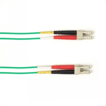 BLACK BOX COLORED FIBER OM3 50/125 MULTIMODE FIBER OPTIC PATCH CABLE - OFNR PVC, LC-LC, GREEN, 2-M (6.5-FT.)