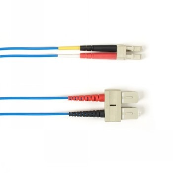 BLACK BOX COLORED FIBER OM3 50/125 MULTIMODE FIBER OPTIC PATCH CABLE - OFNR PVC, SC-LC, BLUE, 2-M (6.5-FT.)