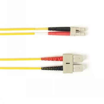 BLACK BOX COLORED FIBER OM3 50/125 MULTIMODE FIBER OPTIC PATCH CABLE - OFNR PVC, SC-LC, YELLOW, 3-M (9.8-FT.)