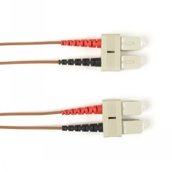BLACK BOX COLORED FIBER OM3 50/125 MULTIMODE FIBER OPTIC PATCH CABLE - OFNR PVC, SC-SC, BROWN, 20-M (65.6-FT.)
