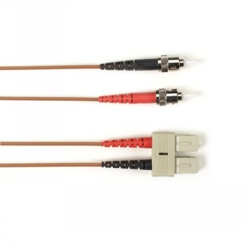 BLACK BOX COLORED FIBER OM3 50/125 MULTIMODE FIBER OPTIC PATCH CABLE - OFNR PVC, ST-SC, BROWN, 1-M (3.2-FT.)