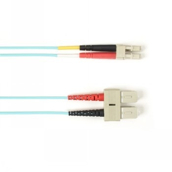 BLACK BOX COLORED FIBER OM3 50/125 MULTIMODE FIBER OPTIC PATCH CABLE - LSZH, SC-LC, AQUA, 20-M (65.6-FT.)