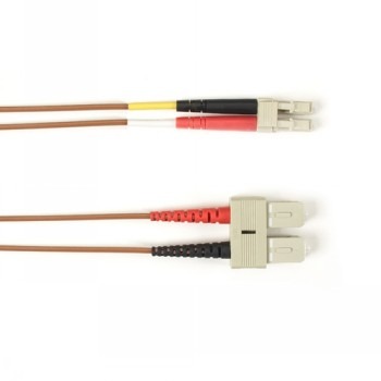BLACK BOX COLORED FIBER OS2 9/125 SINGLEMODE FIBER OPTIC PATCH CABLE - LSZH, SC-LC, BROWN, 5-M (16.4-FT.)
