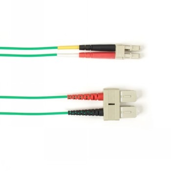 BLACK BOX COLORED FIBER OM1 62.5/125 MULTIMODE FIBER OPTIC PATCH CABLE - LSZH, SC-LC, GREEN, 5-M (16.4-FT.)
