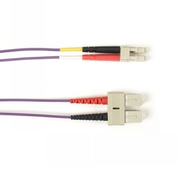 BLACK BOX COLORED FIBER OM4 50/125 MULTIMODE FIBER OPTIC PATCH CABLE - LSZH, SC-LC, PURPLE, 5-M (16.4-FT.)