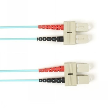 BLACK BOX COLORED FIBER OM3 50/125 MULTIMODE FIBER OPTIC PATCH CABLE - LSZH, SC-SC, AQUA, 20-M (65.6-FT.)