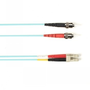 BLACK BOX COLORED FIBER OM3 50/125 MULTIMODE FIBER OPTIC PATCH CABLE - LSZH, ST-LC, AQUA, 5-M (16.4-FT.)