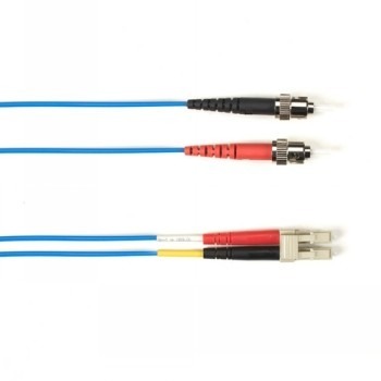 BLACK BOX COLORED FIBER OM3 50/125 MULTIMODE FIBER OPTIC PATCH CABLE - LSZH, ST-LC, BLUE, 3-M (9.8-FT.)
