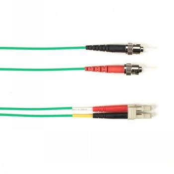 BLACK BOX COLORED FIBER OM4 50/125 MULTIMODE FIBER OPTIC PATCH CABLE - LSZH, ST-LC, GREEN, 30-M (98.4-FT.)