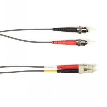 BLACK BOX COLORED FIBER OM4 50/125 MULTIMODE FIBER OPTIC PATCH CABLE - LSZH, ST-LC, GRAY, 15-M (49.2-FT.)