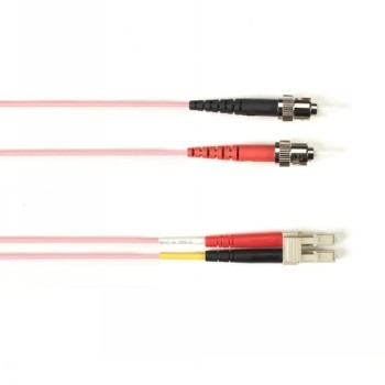 BLACK BOX COLORED FIBER OM4 50/125 MULTIMODE FIBER OPTIC PATCH CABLE - LSZH, ST-LC, PINK, 20-M (65.6-FT.)