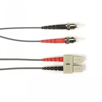 BLACK BOX COLORED FIBER OM3 50/125 MULTIMODE FIBER OPTIC PATCH CABLE - LSZH, ST-SC, GRAY, 15-M (49.2-FT.)