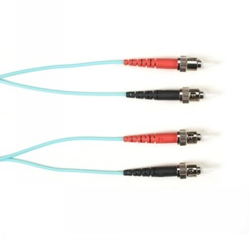 BLACK BOX COLORED FIBER OM4 50/125 MULTIMODE FIBER OPTIC PATCH CABLE - LSZH, ST-ST, AQUA, 2-M (6.5-FT.)