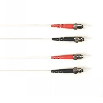 BLACK BOX COLORED FIBER OS2 9/125 SINGLEMODE FIBER OPTIC PATCH CABLE - LSZH, ST-ST, WHITE, 1-M (3.2-FT.)