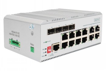 DIGITUS INDUSTRIAL 8+4 L2 MANAGED GIGABIT ETHERNET SWITCH 8 PORT GEE RJ45, 4 PORT GE SFP
