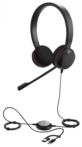 JABRA EVOLVE 20, STEREO UC, USB C/A ADAPTER